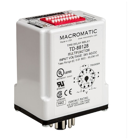 Macromatic Multifunction Time Delay Relay, Octal, Multi Function, 16 Functions 120V AC, SPDT TD-88162