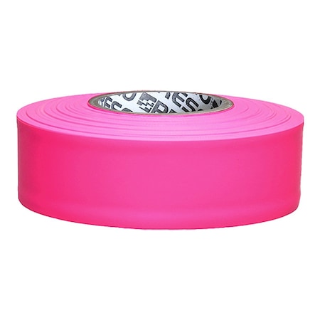 Zoro Select Flagging Tape, No Legend, Pink, 1 3/16 in Wide x 300 ft Length, Vinyl, 2.5 mil TFP-200