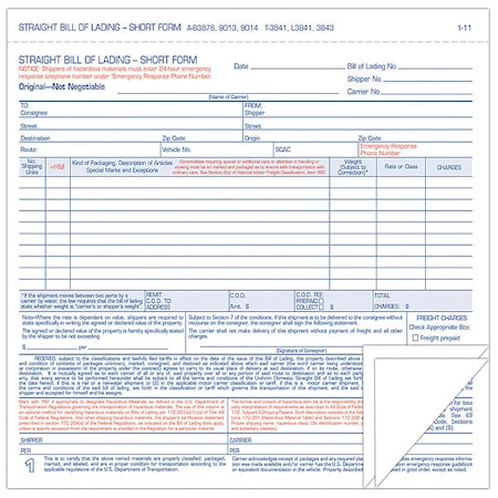 Tops Form, Bill/Lading, Shrt, Tri, PK250 L3841