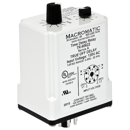 MACROMATIC Time Delay Relay, 120VAC/DC, 10A, DPDT TR-60622