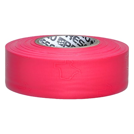 Zoro Select Flagging Tape, No Legend, Fluorescent Pink, 1 3/16 in Wide x 150 ft Length, Vinyl, 3 mil TXPG-200