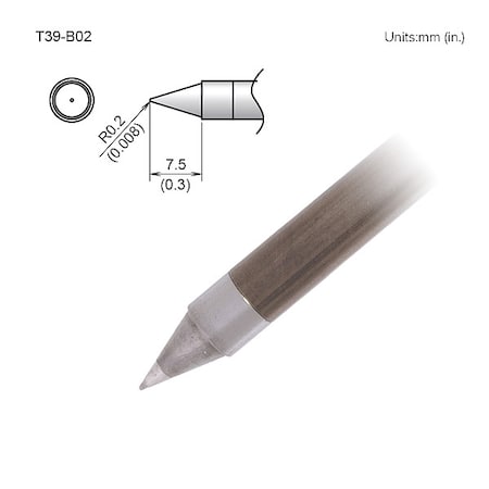Hakko Soldering Tip, T.W. 0.2 mm, T.L. 7.5 mm T39-B02