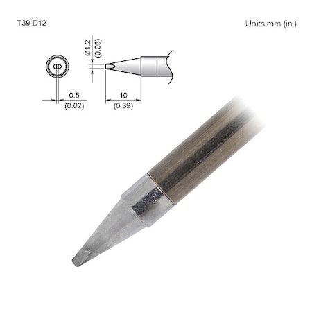 Hakko Soldering Tip, T.W. 1.2 mm, T.L. 10 mm T39-D12