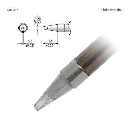 Hakko Soldering Tip, T.W. 1.6 mm, T.L. 10 mm T39-D16