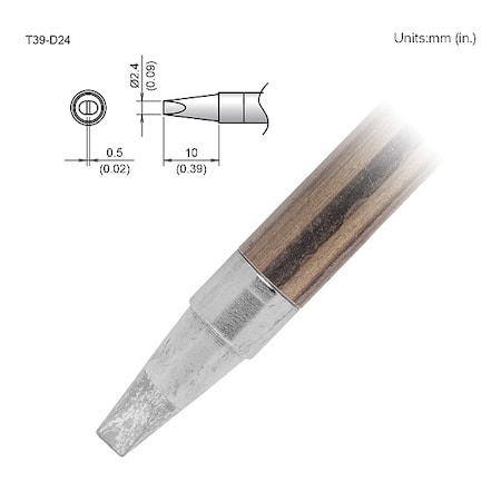 Hakko Soldering Tip, T.W. 2.4 mm, T.L. 10 mm T39-D24