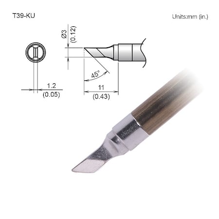 Hakko Soldering Tip, Knife, T.W. 3 mm, T.L. 11 mm T39-KU
