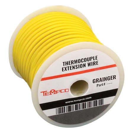 Tempco ThermocoupleWire, TypeKX, 24AWG, Ylw, 250ft TCW-117-107