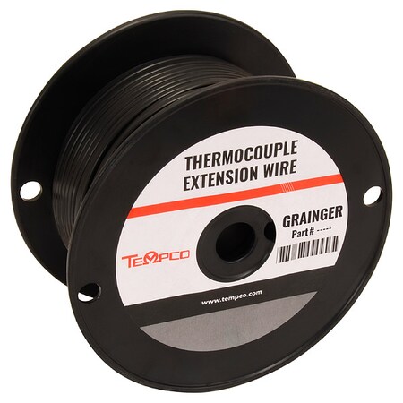 Tempco ThermocoupleWire, TypeJX, 20AWG, Blk, 250ft TCW-102-103