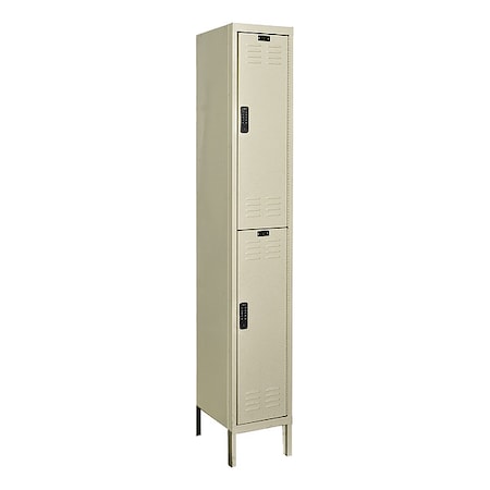 Hallowell Wardrobe Locker, 12 in W, 15 in D, 78 in H, (1) Wide, (2) Tier, Tan UEL1258-2PT