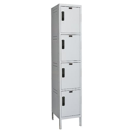 Hallowell Box Locker, 18 in W, 18 in D, 78 in H, (1) Wide, (4) Tier, Light Gray UELBP1888-4A-PL