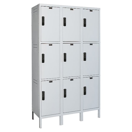 Hallowell Wardrobe Locker, 45 in W, 18 in D, 78 in H, (3) Tier, (3) Wide, Light Gray UELBP3588-3A-PL