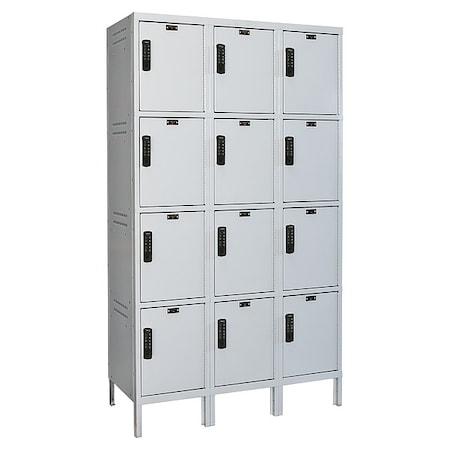 Hallowell Box Locker, 45 in W, 21 in D, 78 in H, (3) Wide, (4) Tier, Light Gray UELBP3518-4PL