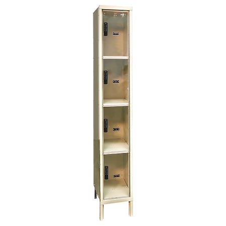Hallowell Box Locker, 12 in W, 15 in D, 78 in H, (1) Wide, (4) Tier, Tan UESVP1258-4A-PT