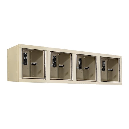 Hallowell Wall Mount Box Locker, 12 in W, 18 in D, 14 3/4 in H, (1) Tier, (4) Wide, Tan UESVP1482-4WM-PT