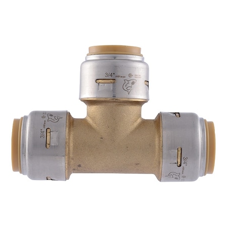 Sharkbite Tee, Brass, Push-Fit 3/4", 3/4", 3/4" UR370