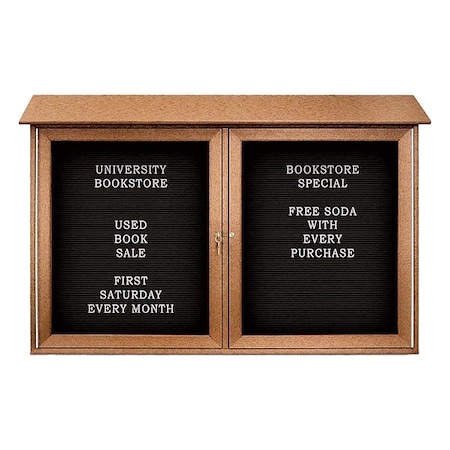 United Visual Products Outdoor Enclosed Letter Board 30"x45", 2 Door, Vinyl UVDD4530LB-CEDAR