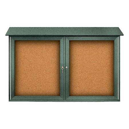 United Visual Products Enclosed Bulletin Board 30"x45", Tack UVDD4530-WOODGRN