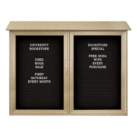 United Visual Products Outdoor Enclosed Letter Board 34"x24", 2 Door, Vinyl UVDD4536LB-SAND