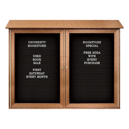 United Visual Products Outdoor Enclosed Letter Board 36"x24", 2 Door, Vinyl UVDD4536LB-CEDAR
