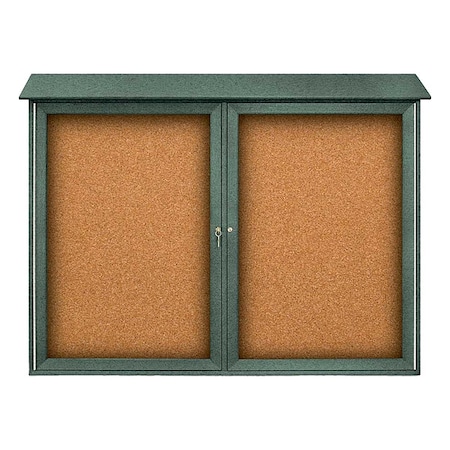 United Visual Products Enclosed Outdoor Bulletin Board 40"x52", Tack UVDD5240-WOODGRN