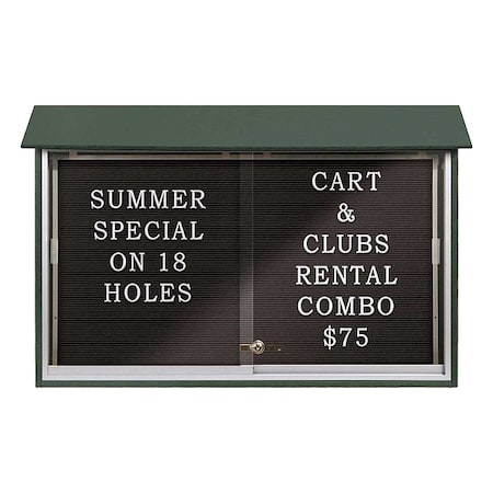 United Visual Products Outdoor Enclosed Letter Board 30"x45", 2 Door, Vinyl UVMC4530LB-WOODGRN
