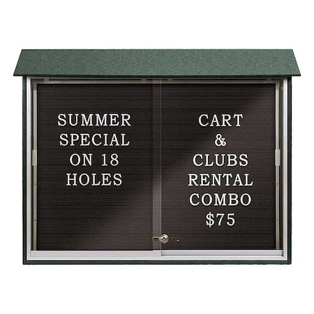 United Visual Products Outdoor Enclosed Letter Board 36"x24", 2 Door, Vinyl UVMC4536LB-WOODGRN