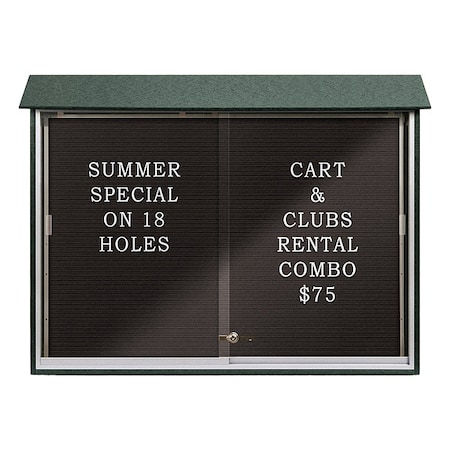 United Visual Products Outdoor Enclosed Letter Board 40"x52", 2 Door, Vinyl UVMC5240LB-WOODGRN