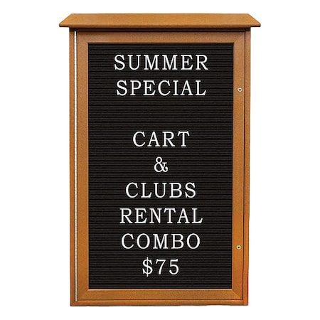 United Visual Products Outdoor Enclosed Letter Board 4 ft.x24", 1 Door, Vinyl UVSD4226LB-CEDAR