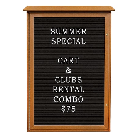 United Visual Products Outdoor Enclosed Letter Board 36"x72", 1 Door, Vinyl UVSD4832LB-CEDAR