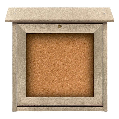 United Visual Products Enclosed Outdoor Bulletin Board, 18"x18", Tack UVSM1818-SAND