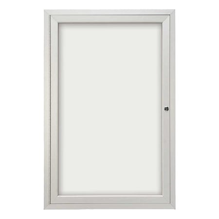 United Visual Products Enclosed Dry Erase Bulletin Board 36"x24", 1 Door UV851-SATIN
