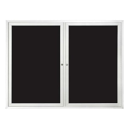 United Visual Products Enclosed Dry Erase Bulletin Board 36"x48", 2 Door, Black UV853B-SATIN-BLMELD
