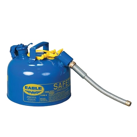 Eagle Mfg Type II Safety Can, Galvanized Steel, 2.5 gal, 7/8 in Flexible Metal Hose, Blue, Kerosene U226SB