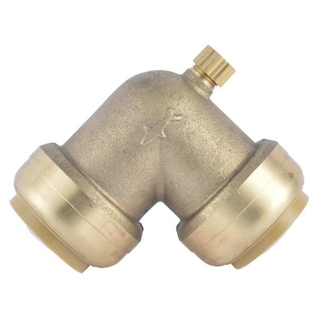 Sharkbite Elbow, Brass, Push-Fit1in, Push-Fit1in U5260LF