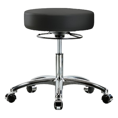 Zoro Select Desk Stool, Vinyl, Chrome, Casters, BLK BR-VDHSO-CR-CC-8540