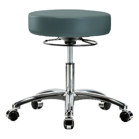 Zoro Select Desk Stool, Vinyl, Chrome, Casters, Blu BR-VDHSO-CR-CC-8546