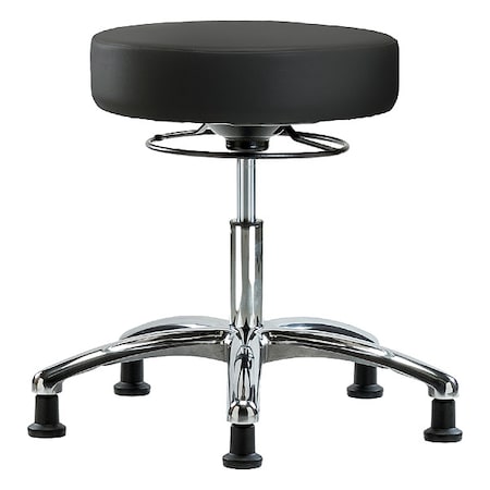 Zoro Select Desk Stool, Vinyl, Chrome, Glides, BLK BR-VDHSO-CR-RG-8540