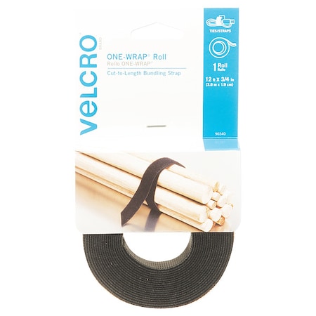 VELCRO BRAND 12 ft. x 3/4 in. Hook-and-Loop Reclosable Fastener, Black ...