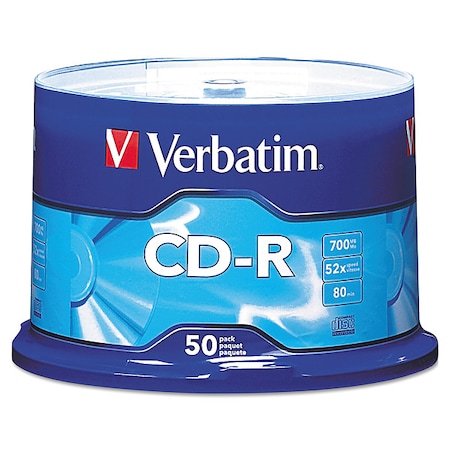 VERBATIM CD-R Disc, 700 MB, 80 min, 52x, PK50 VER94691