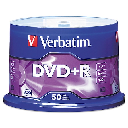 Verbatim DVD+R Disc, 4.70 GB, 120 min, 16x, PK50 VER95037