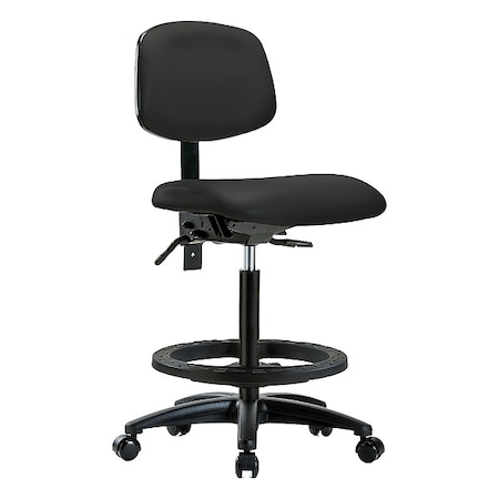 Zoro Select High Bench Chair Ergonomic Chair, No Arms, 25" to 34-1/2" Height, Vinyl, Black BR-VHBCH-RG-T1-A0-BF-RC-8540