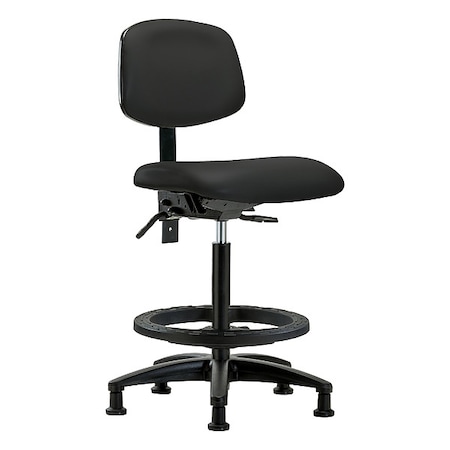 Zoro Select High Bench Chair Ergonomic Chair, No Arms, 25" to 34-1/2" Height, Vinyl, Black BR-VHBCH-RG-T1-A0-BF-RG-8540