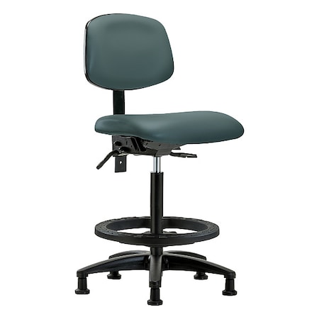 Zoro Select High Bench Chair Ergonomic Chair, No Arms, 25" to 34-1/2" Height, Vinyl, Colonial Blue BR-VHBCH-RG-T1-A0-BF-RG-8546