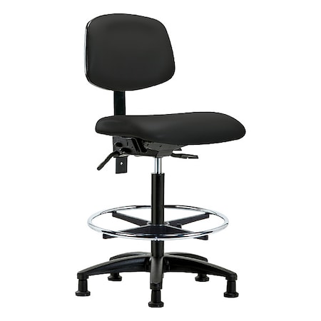 Zoro Select High Bench Chair Ergonomic Chair, No Arms, 25" to 34-1/2" Height, Vinyl, Black BR-VHBCH-RG-T1-A0-CF-RG-8540