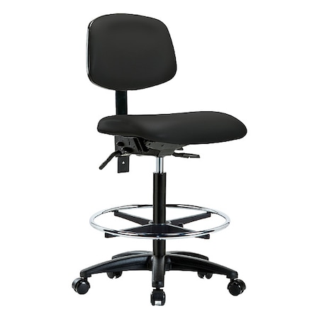 Zoro Select High Bench Chair Ergonomic Chair, No Arms, 25" to 34-1/2" Height, Vinyl, Black BR-VHBCH-RG-T0-A0-CF-RC-8540