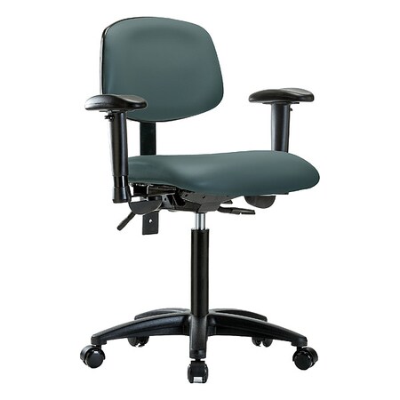 Zoro Select Medium Bench Chair Ergonomic Chair, Adjustable Arms, 21" to 28-1/4" Height, Vinyl, Black BR-VMBCH-RG-T1-A1-NF-RC-8546