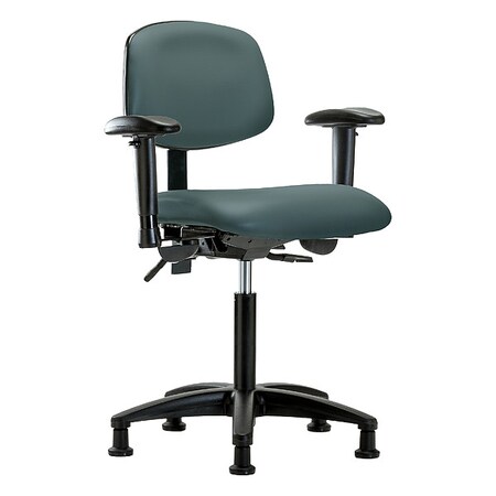 Zoro Select Medium Bench Chair Ergonomic Chair, Adjustable Arms, 21" to 28-1/4" Height, Vinyl, Black BR-VMBCH-RG-T1-A1-NF-RG-8546
