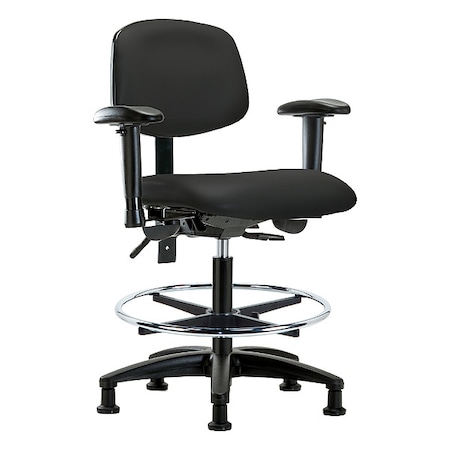 Zoro Select Medium Bench Chair Ergonomic Chair, Adjustable Arms, 21" to 28-1/4" Height, Vinyl, Colonial Blue BR-VMBCH-RG-T1-A1-CF-RG-8540