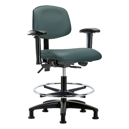 Zoro Select Medium Bench Chair Ergonomic Chair, Adjustable Arms, 21" to 28-1/4" Height, Vinyl, Black BR-VMBCH-RG-T1-A1-CF-RG-8546