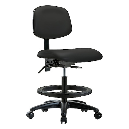 Zoro Select Medium Bench Chair Ergonomic Chair, No Arms, 21" to 28-1/4" Height, Vinyl, Black BR-VMBCH-RG-T0-A0-BF-RC-8540